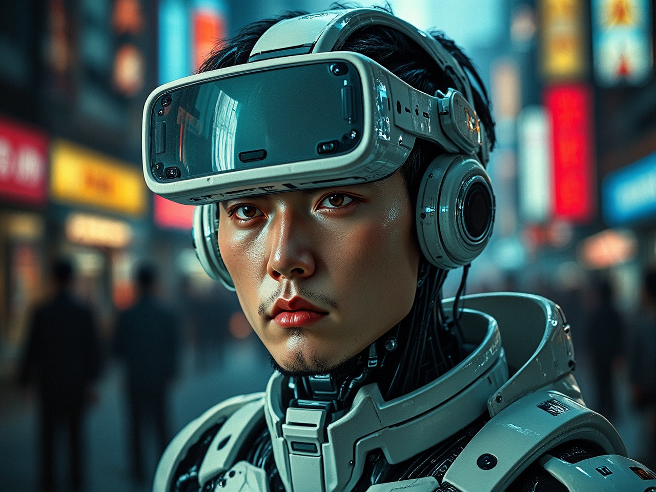 Cyberpunk cyborg portrait of