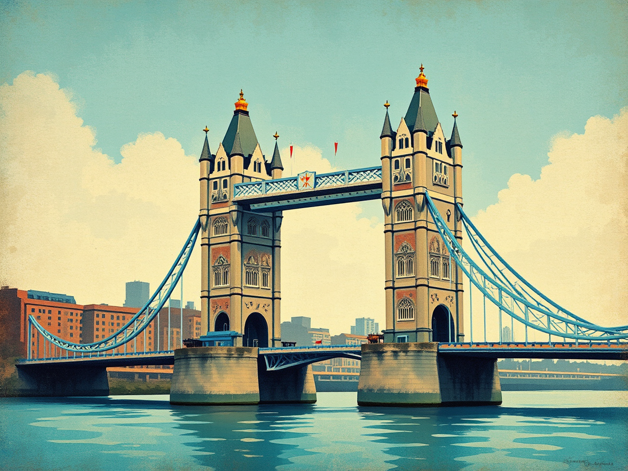 London Tower Bridge illustration.
