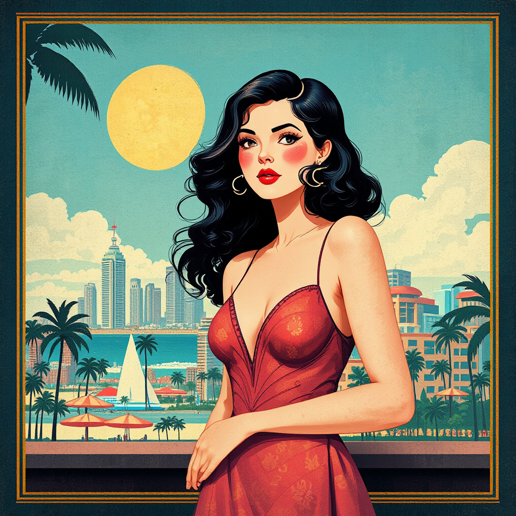 Art Deco Miami cityscape.