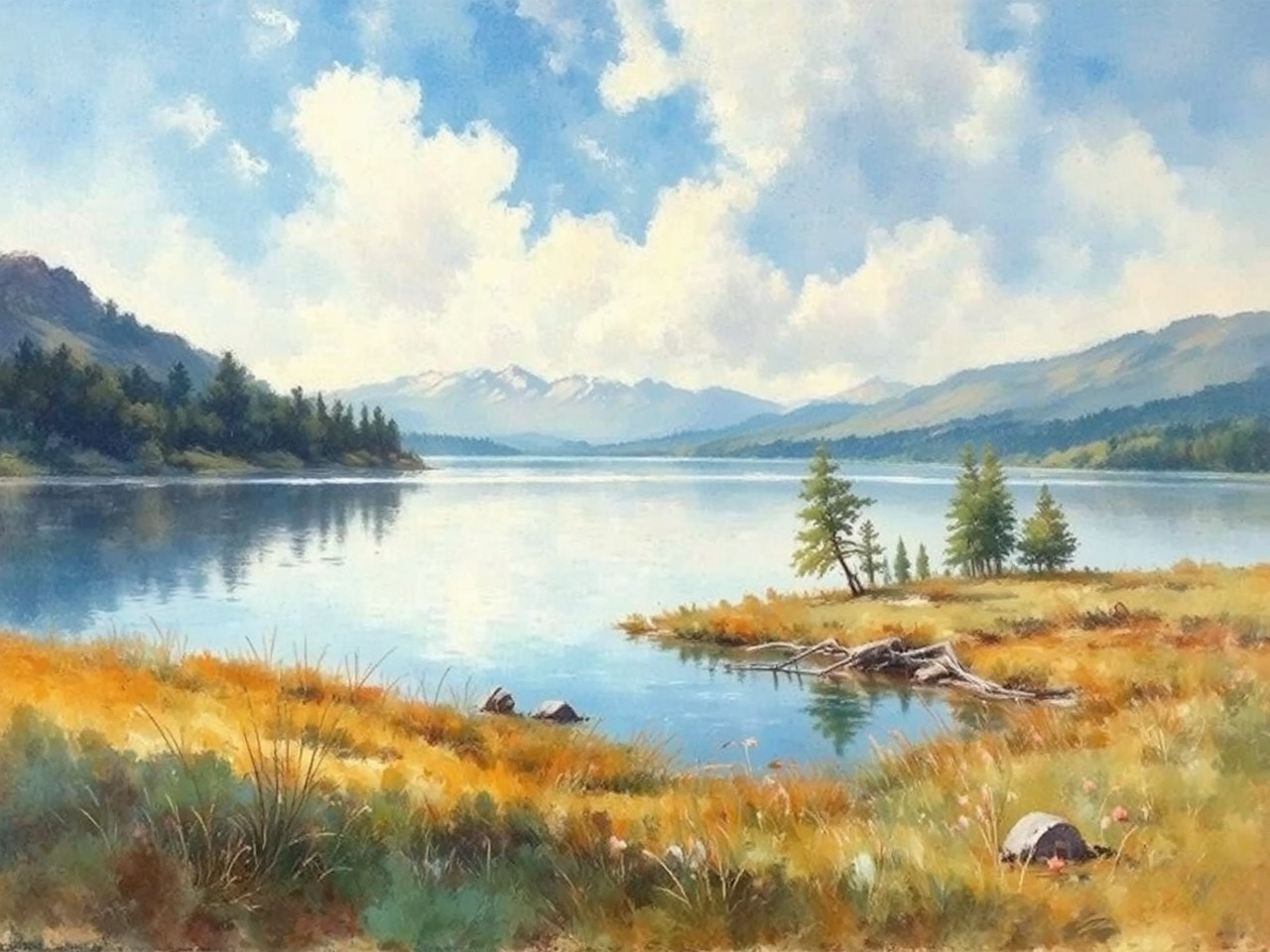 Landscape painting of serene