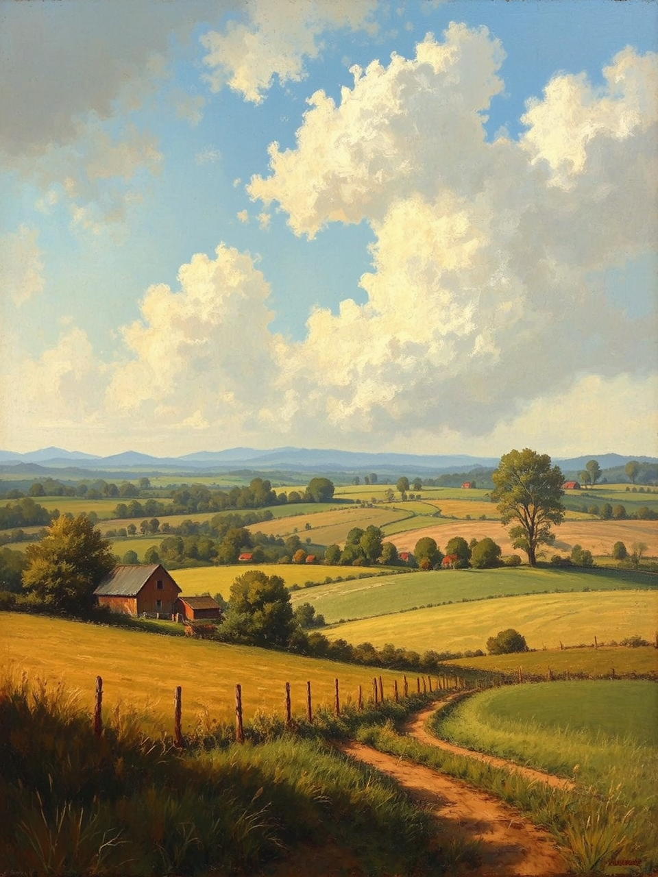 A landscape painting of