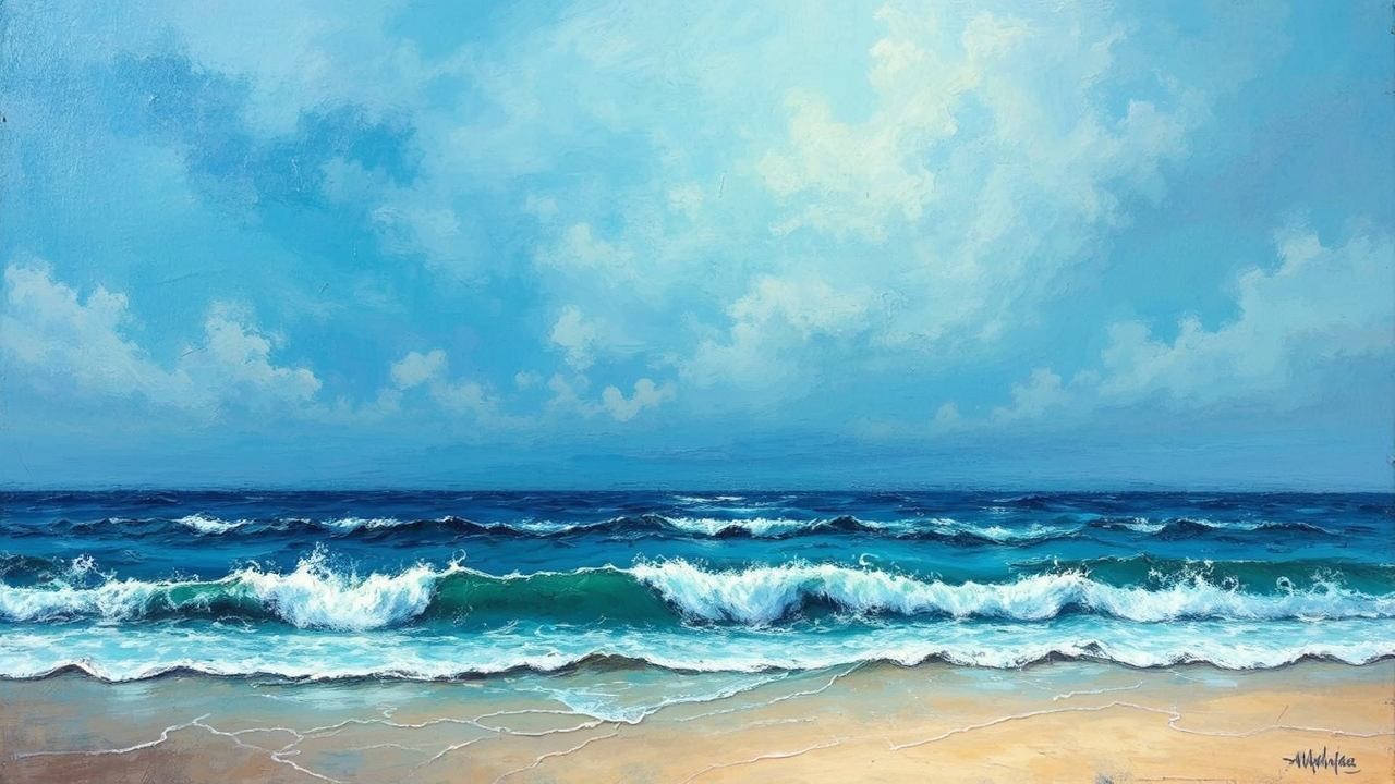 Seascape oil painting artwork.