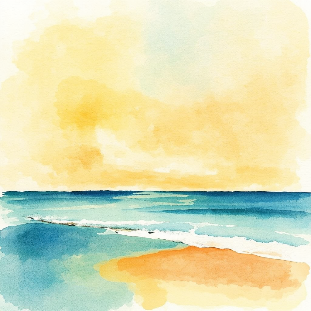 Abstract watercolor beach scene