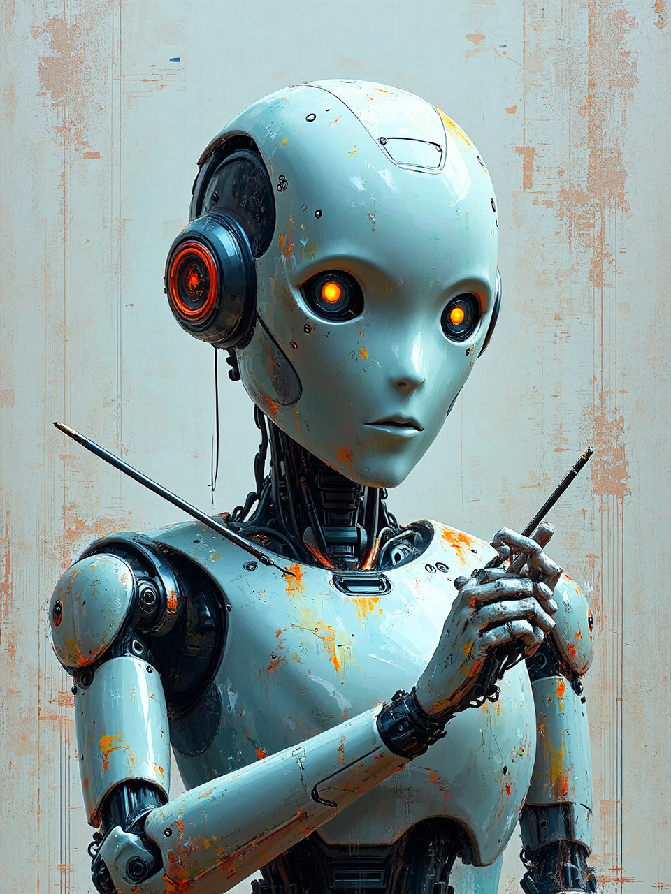 AI robot creating digital