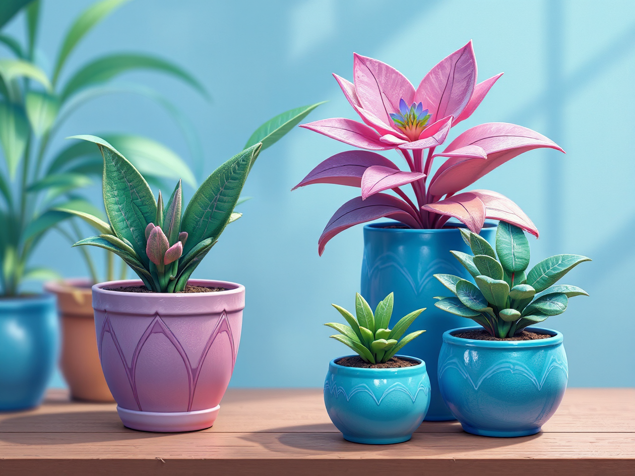 Exotic plants with blue