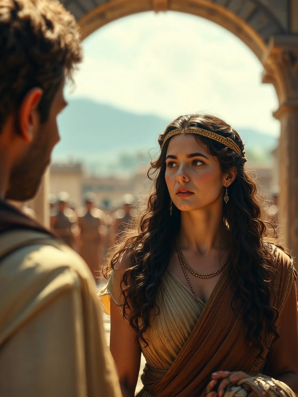 Woman standing in ancient