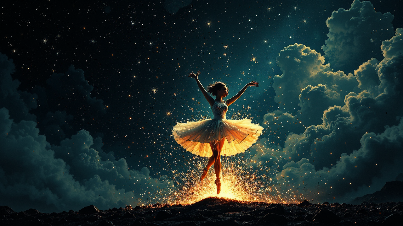 Ballerina in starry night