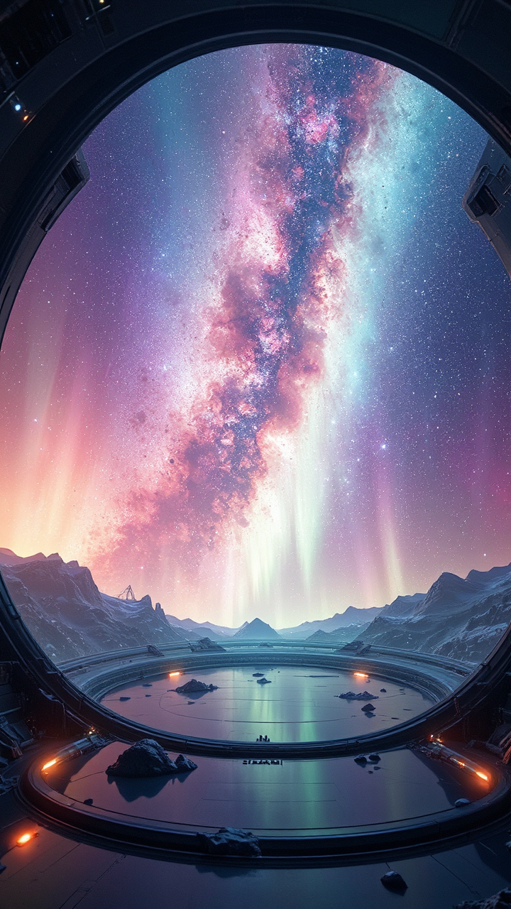 Galaxy with space station