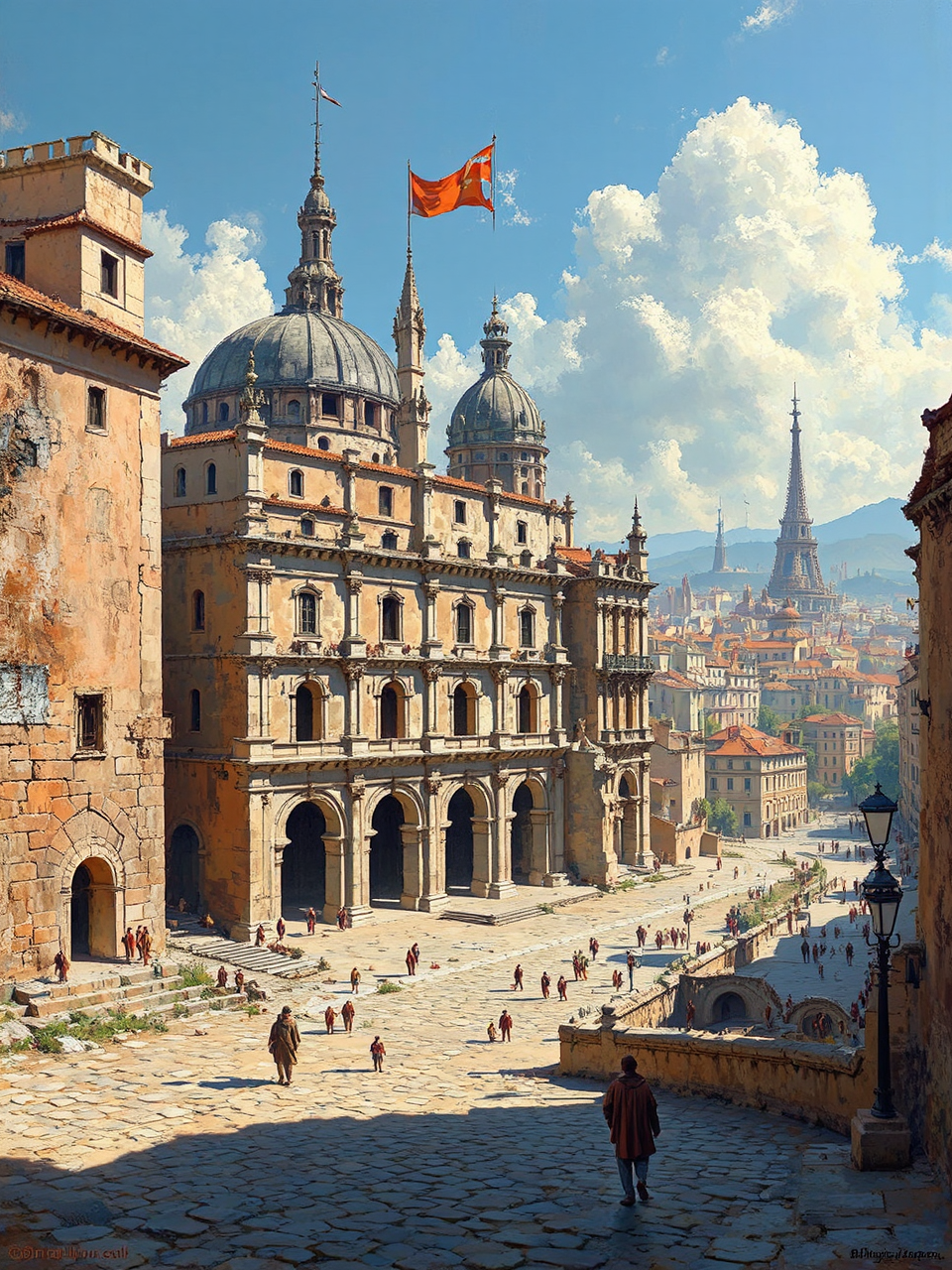 Empty medieval cityscapes.