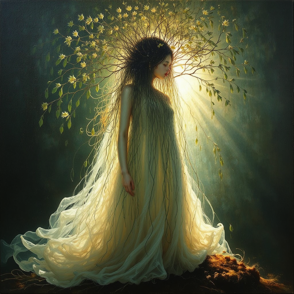 Ethereal female figure in