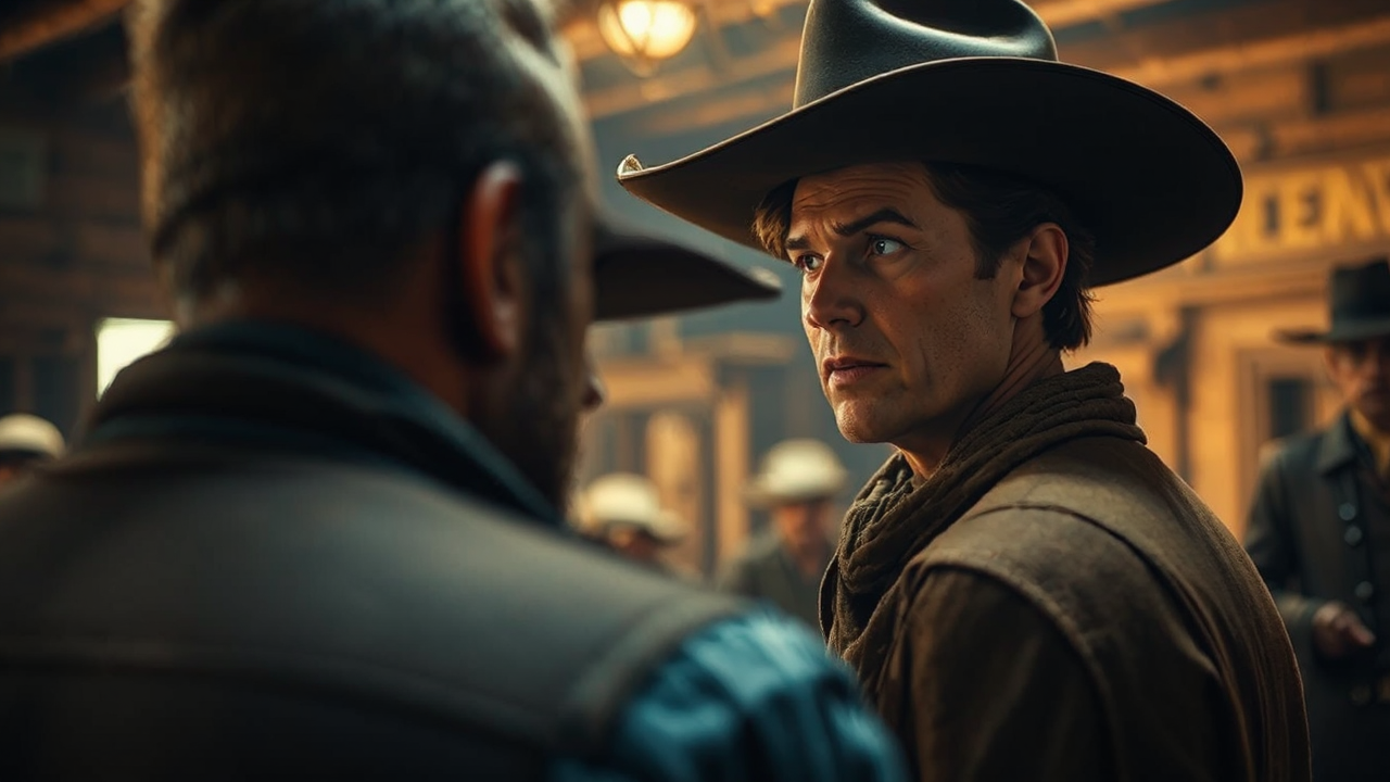 Sheriff and cowboy argue