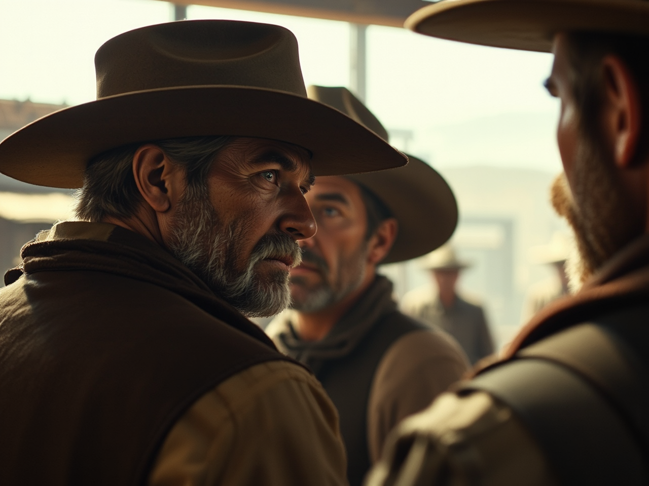 Sheriff and cowboy arguing