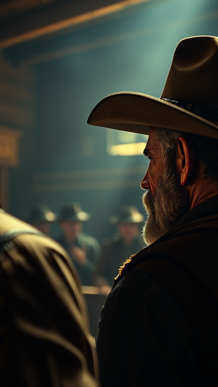 Sheriff and cowboy arguing