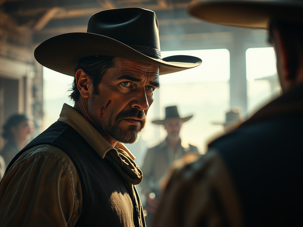 Old West saloon argument