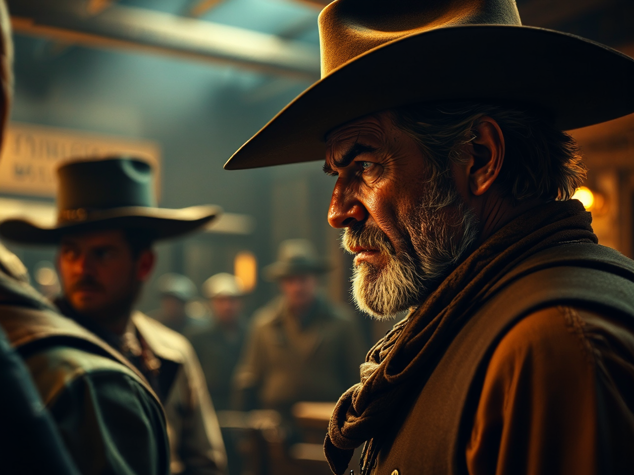 Sheriff and cowboy arguing