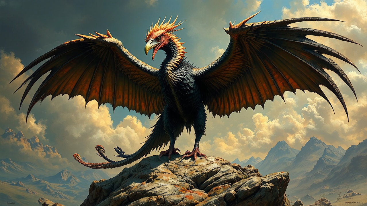 Vulture-dragon hybrid in fantasy