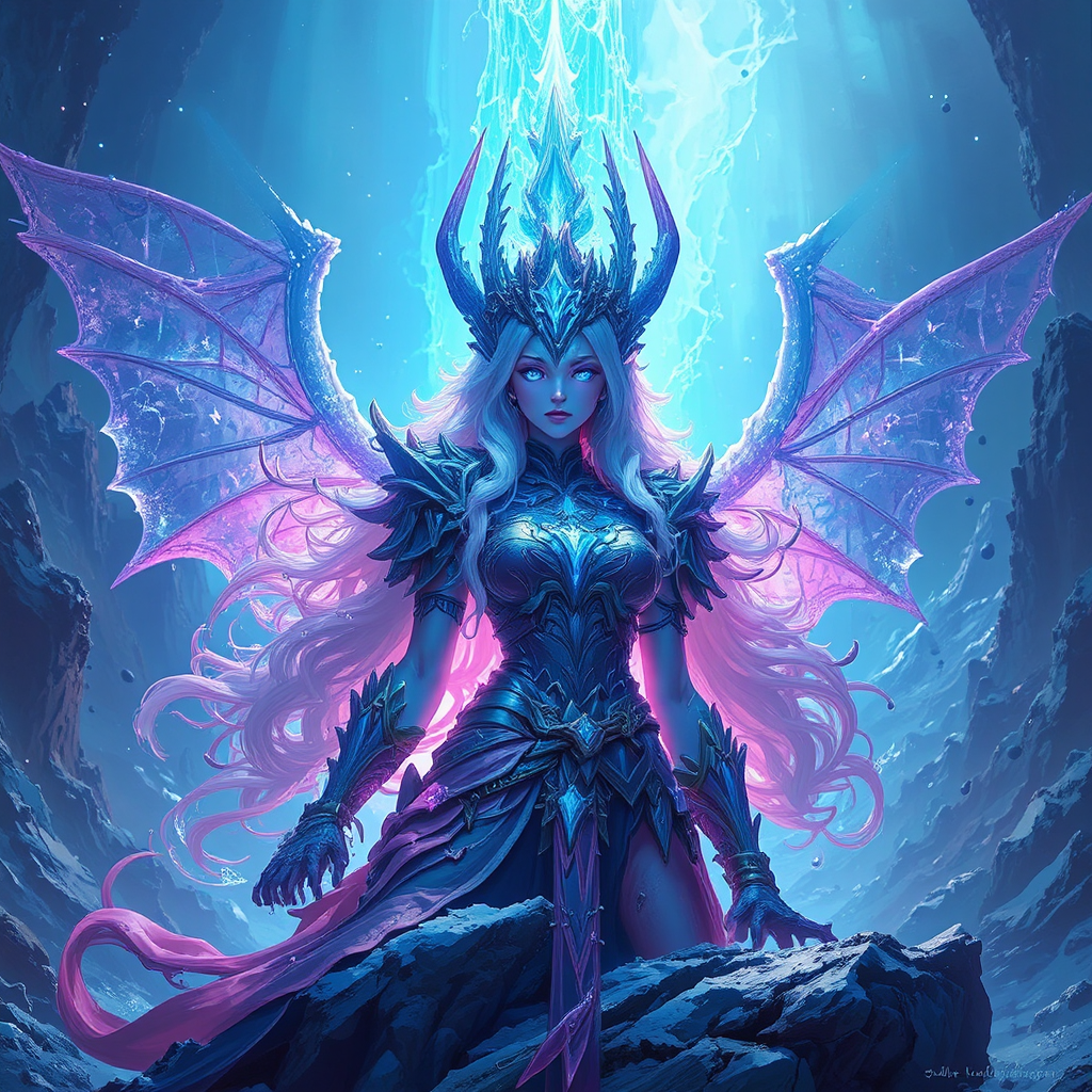 Glittering underwater creature artwork.