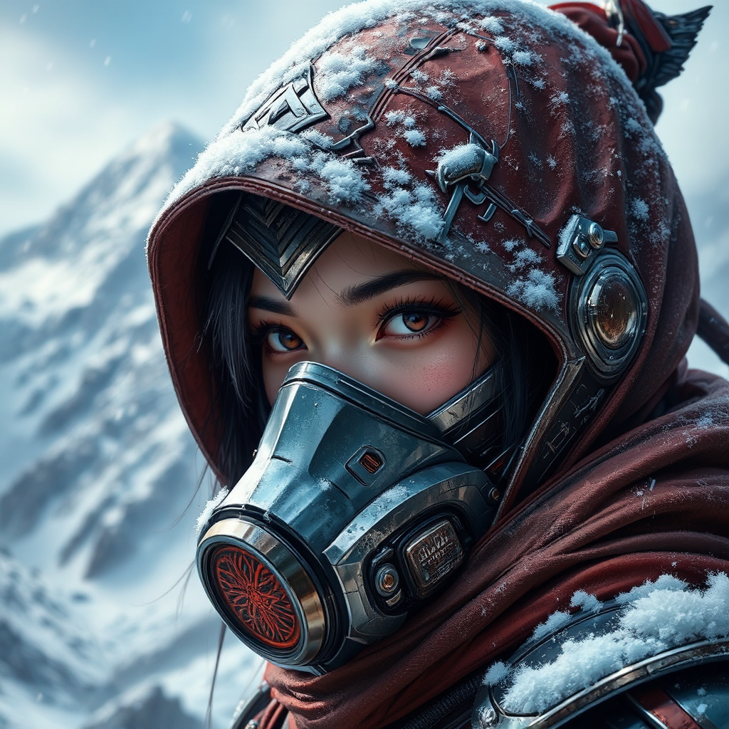 Female ninja in snowy