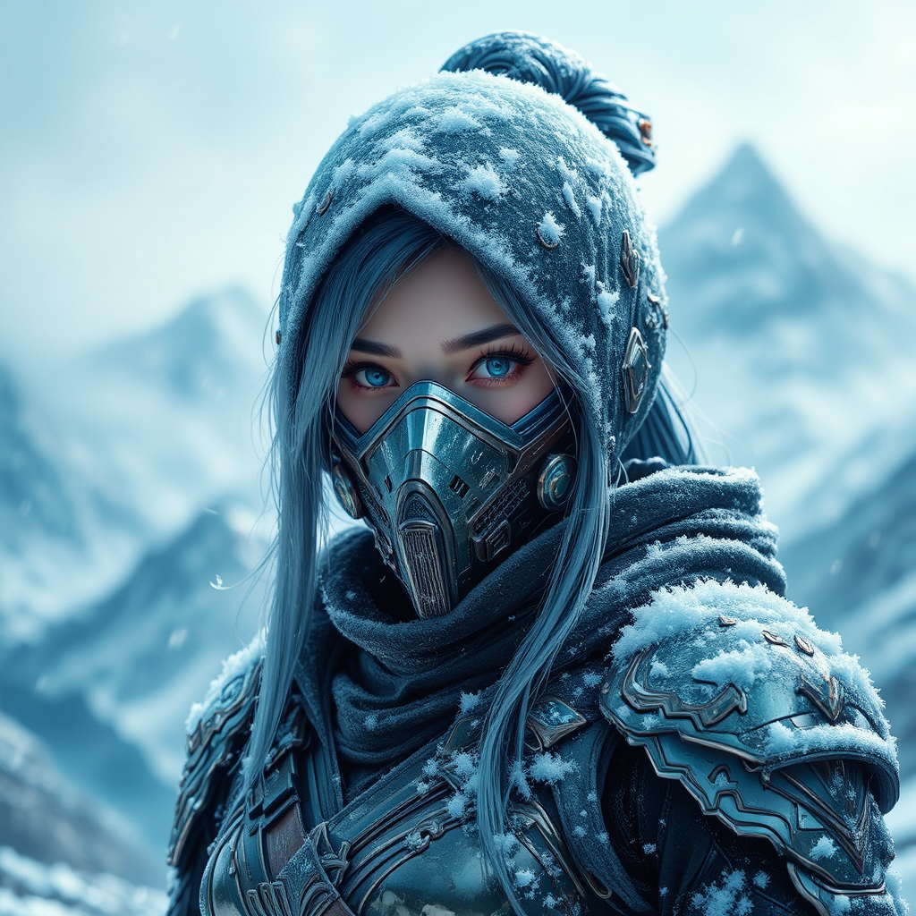 Female ninja in snowy
