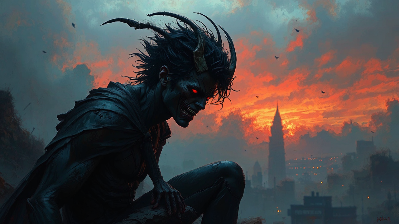 Painting of Nightcrawler creature.