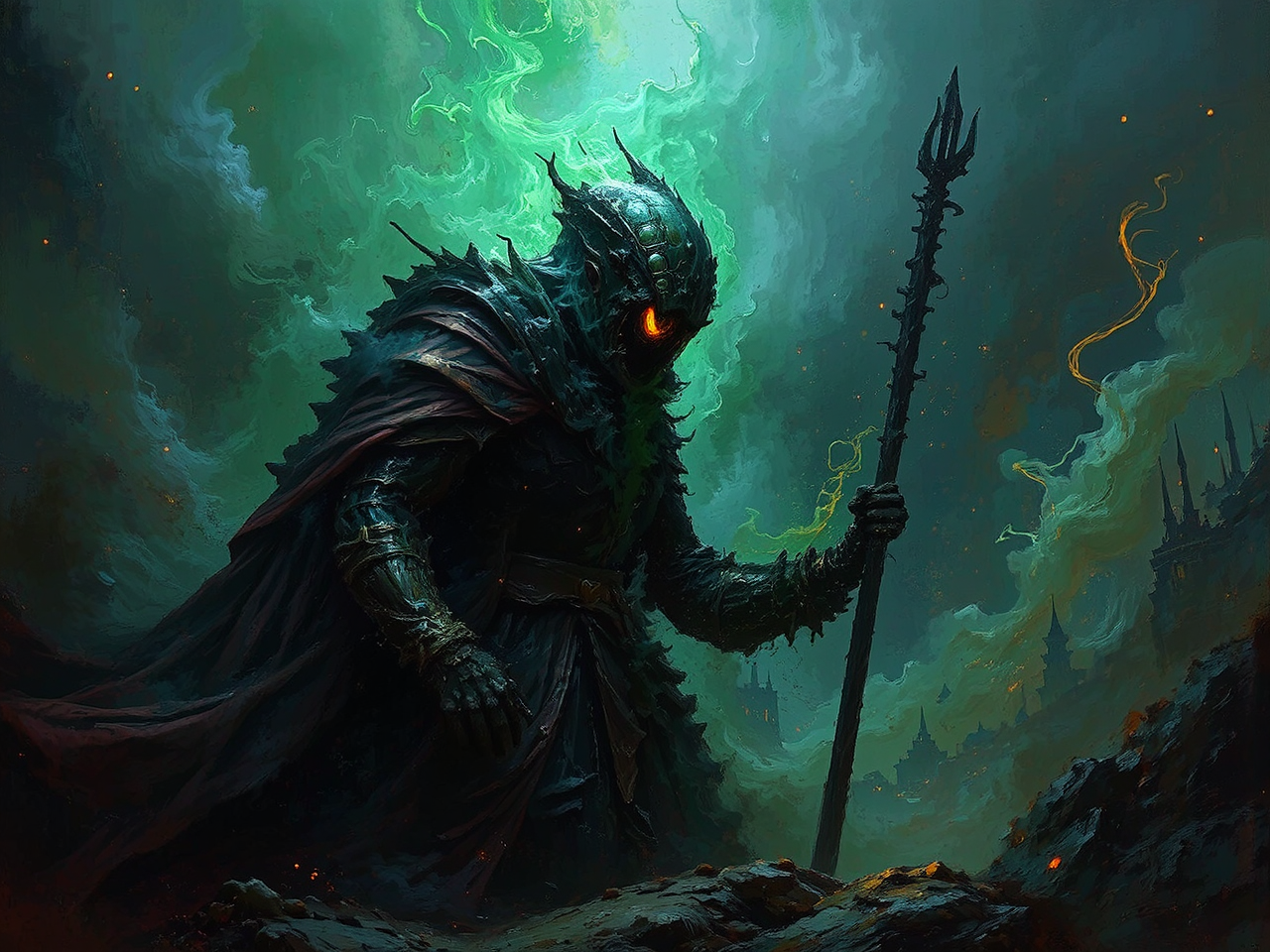 Mysterious figure with eerie