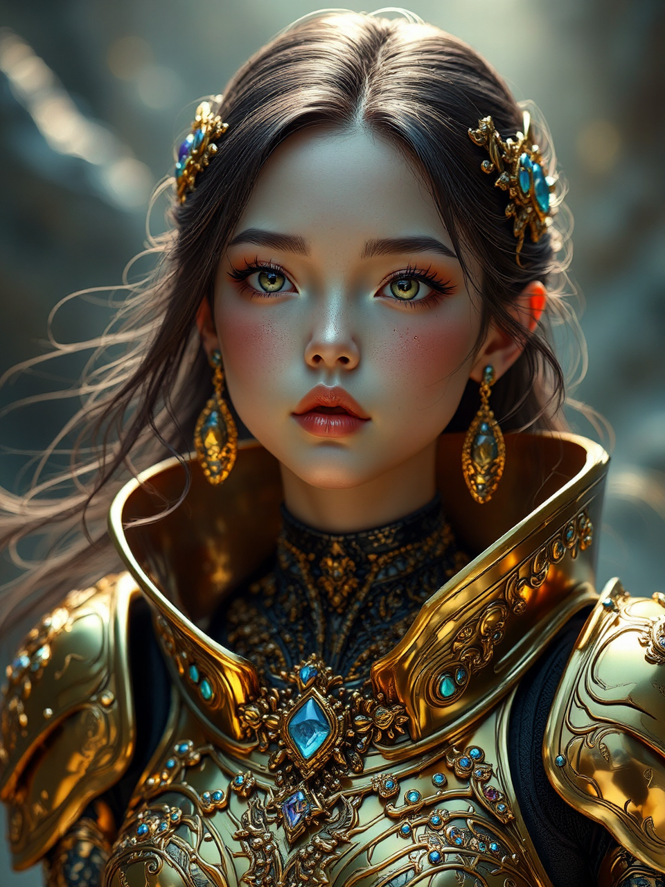 Female in futuristic armored