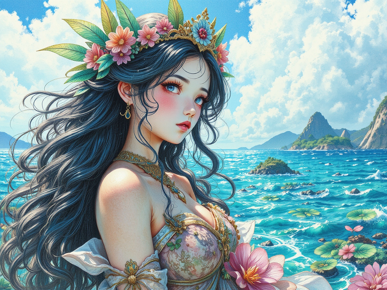 Tropical ocean fantasy portrait