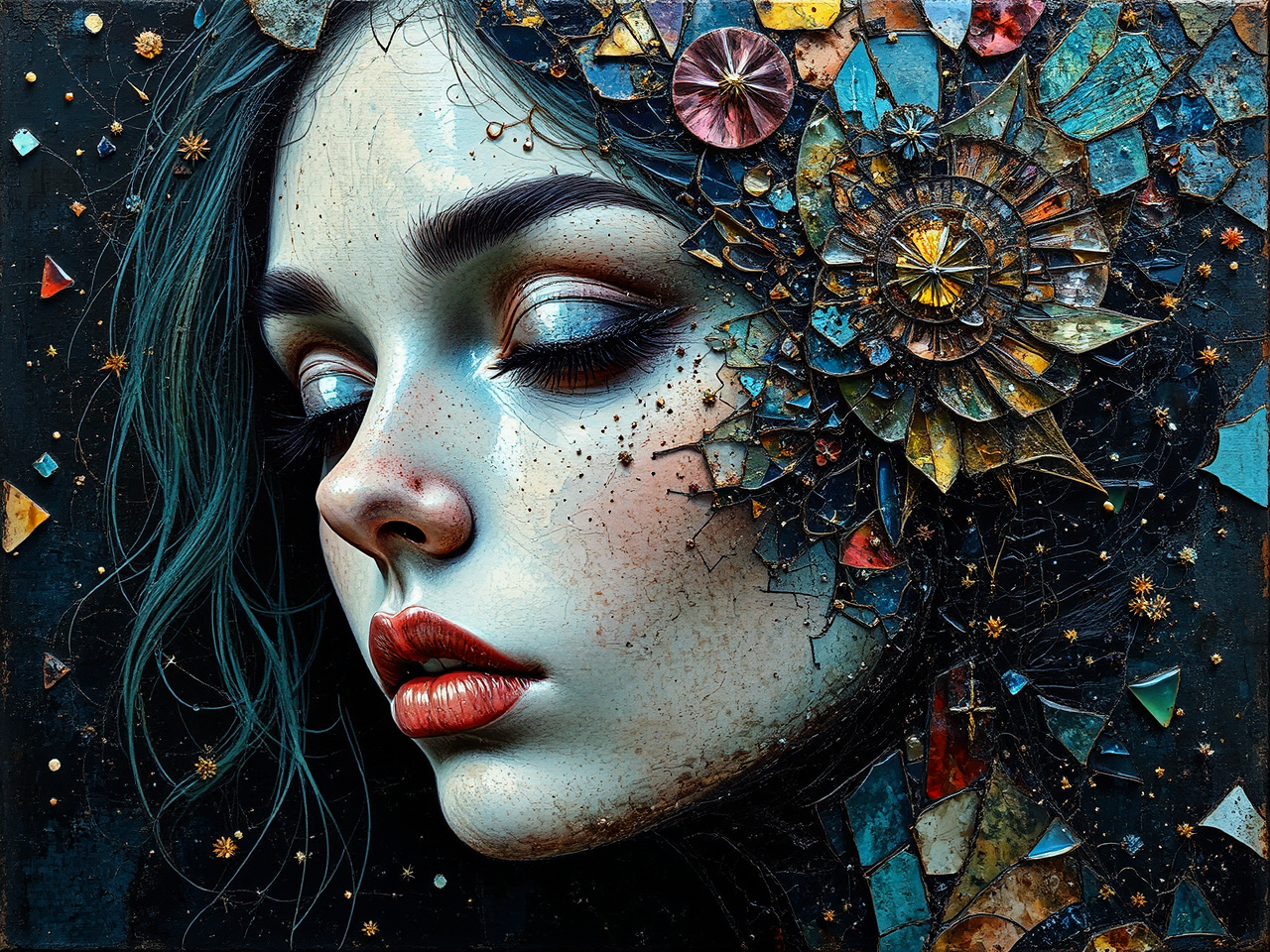 Mixed media art with