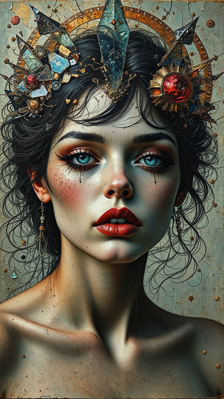 A woman's face amidst