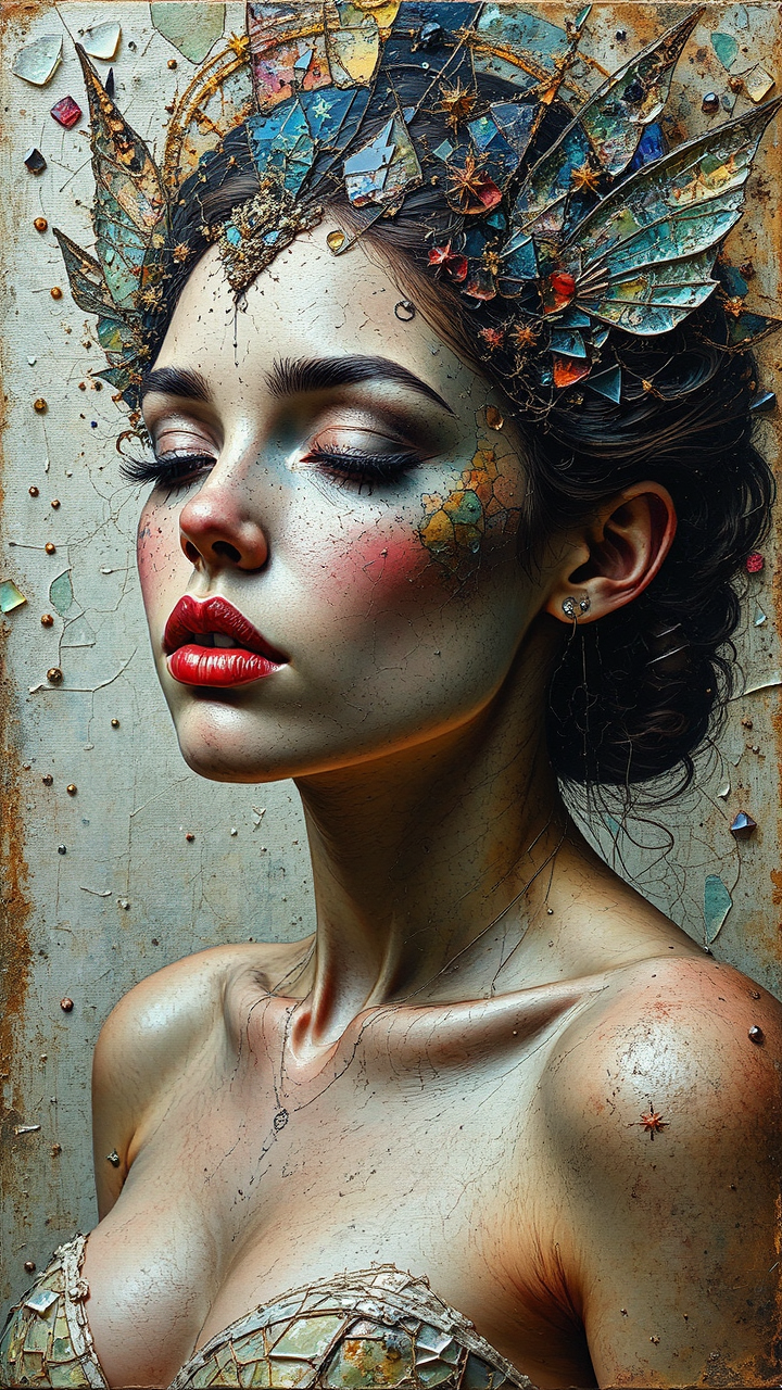 Detailed oil and glass