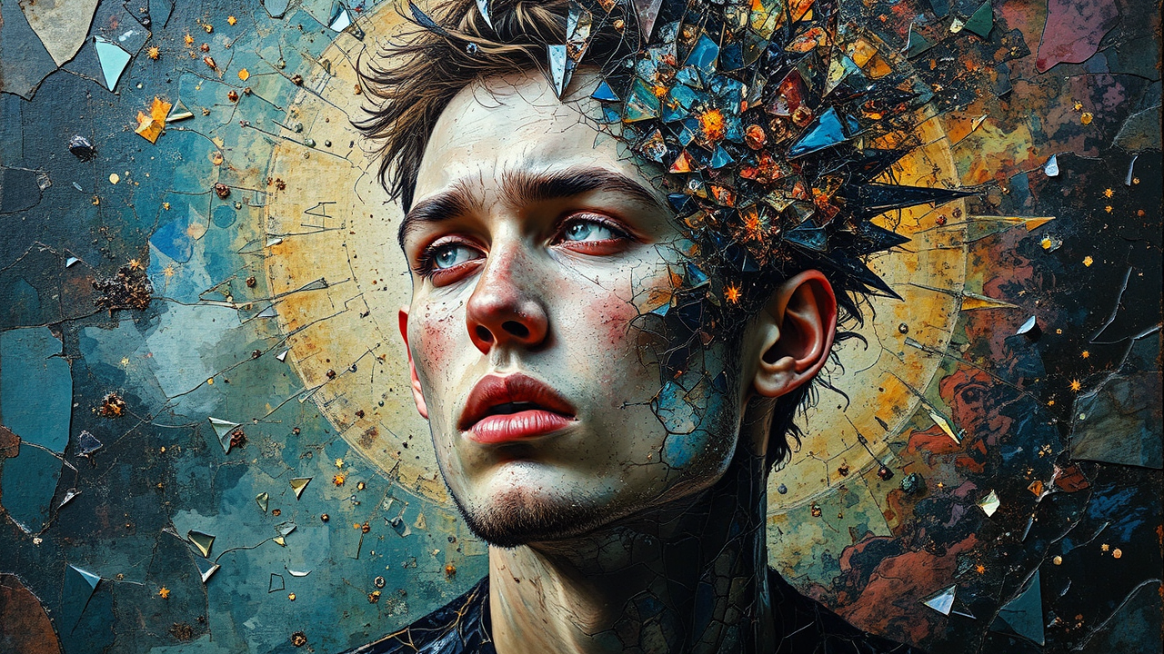 Mixed media painting of