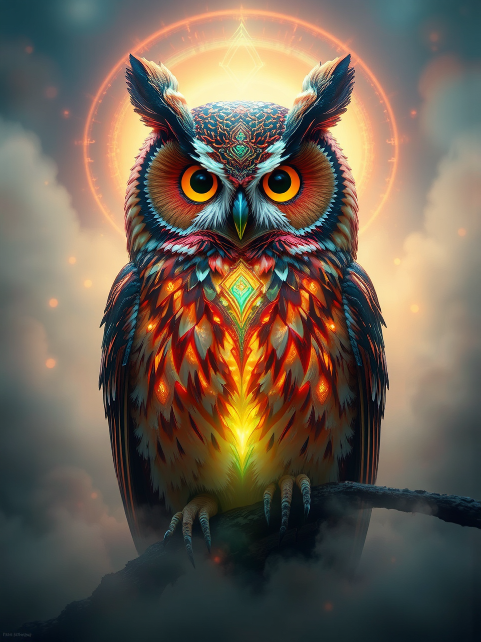 Owl in divine sci-fi