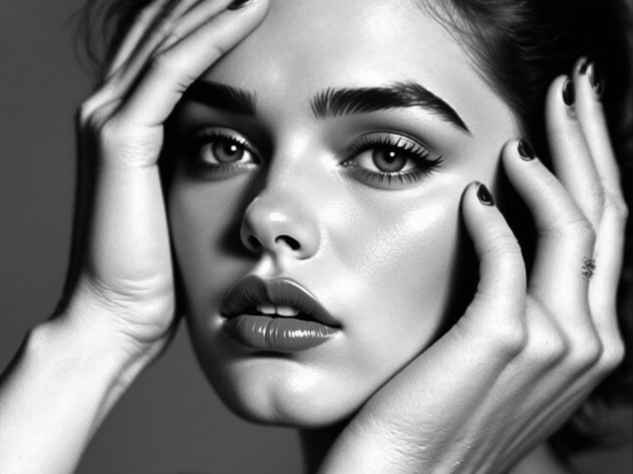 Closeup black and white