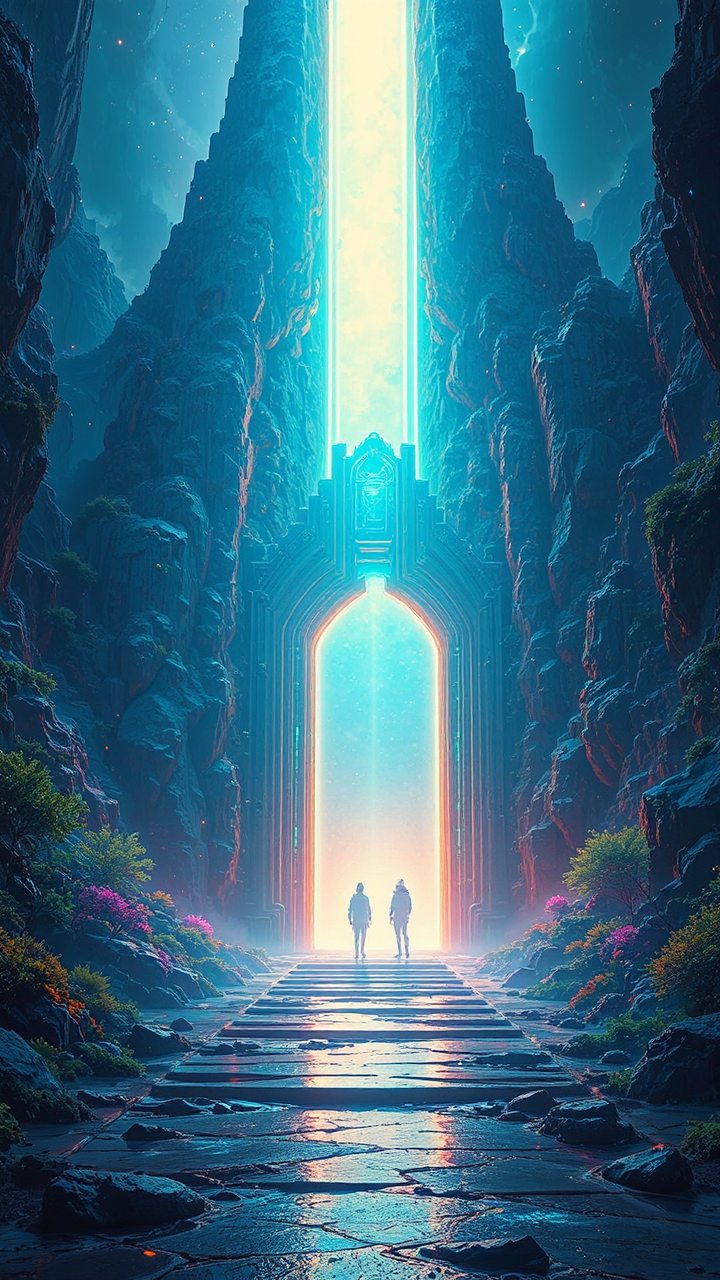 Brightly glowing sci-fi dimensional