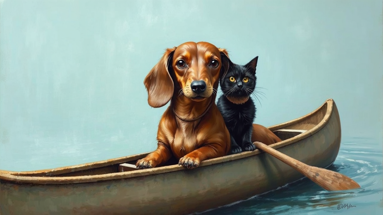 Brown dachshund and black