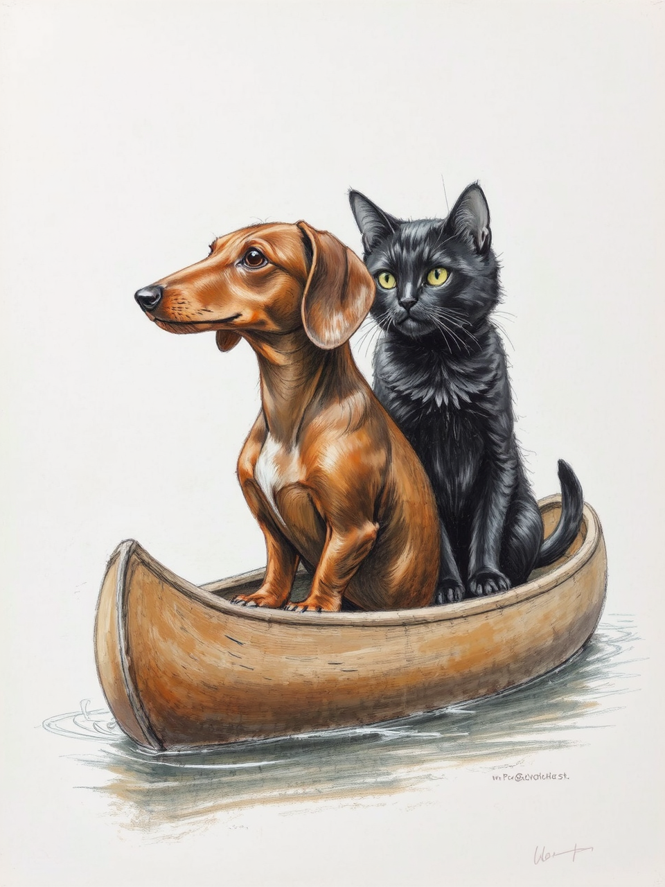 Brown dachshund and black