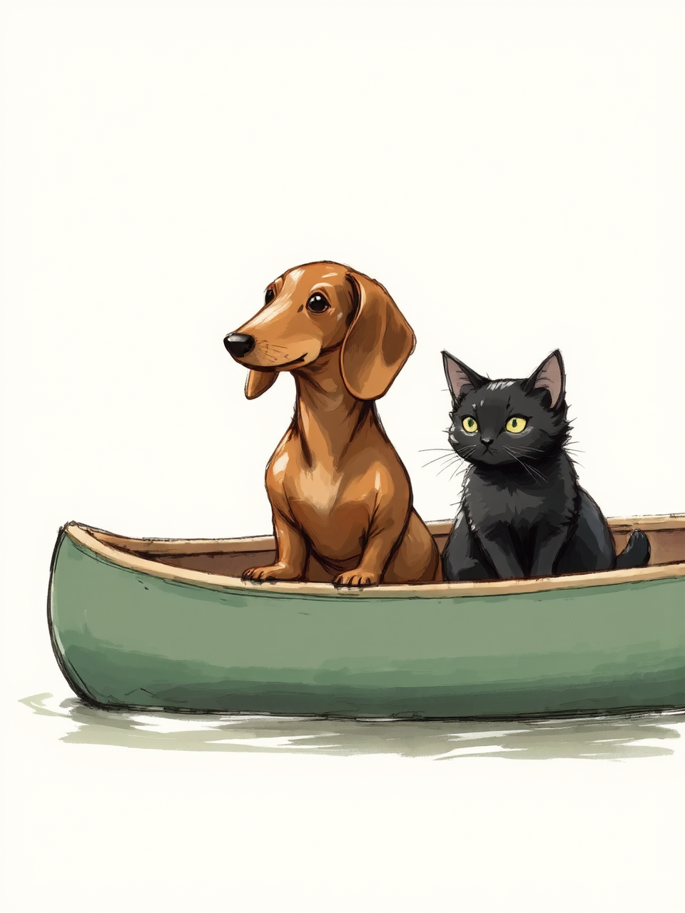 Brown dachshund and black