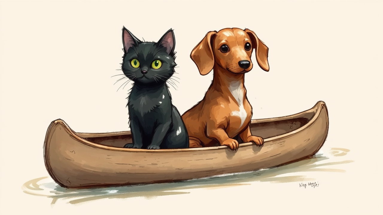 Brown dachshund and black