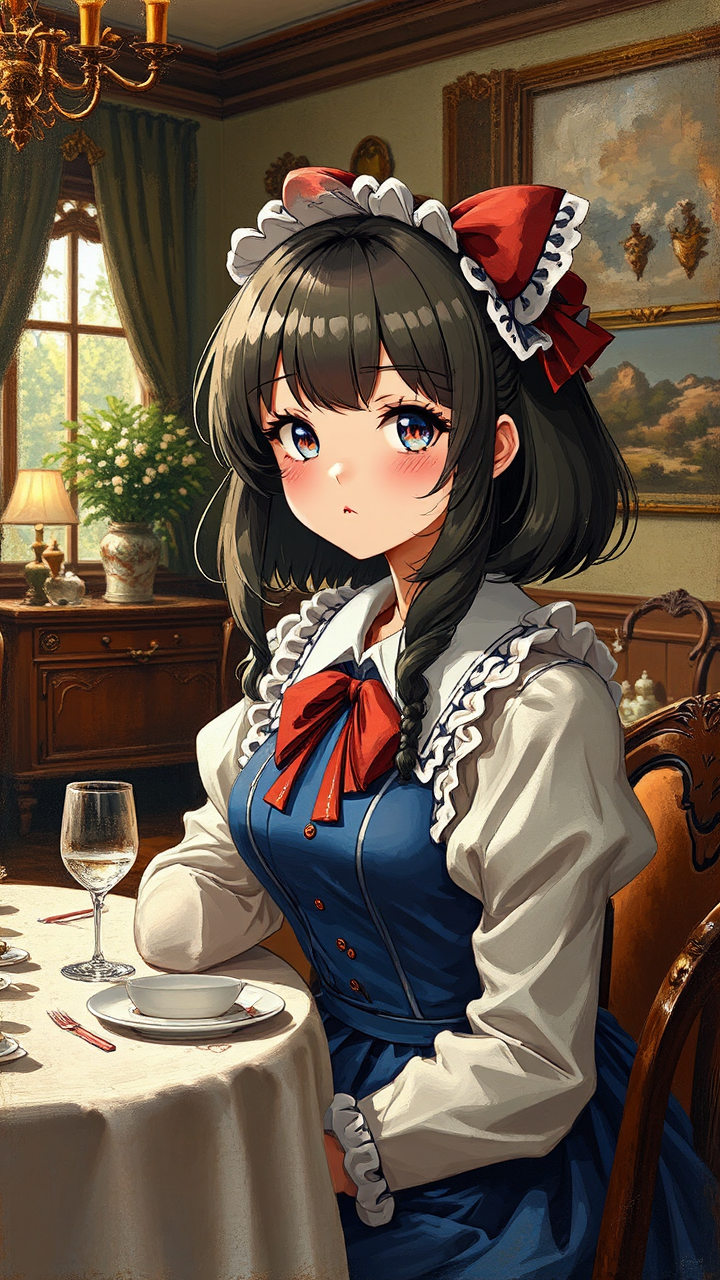 Norman Rockwell-style Touhou portrait.