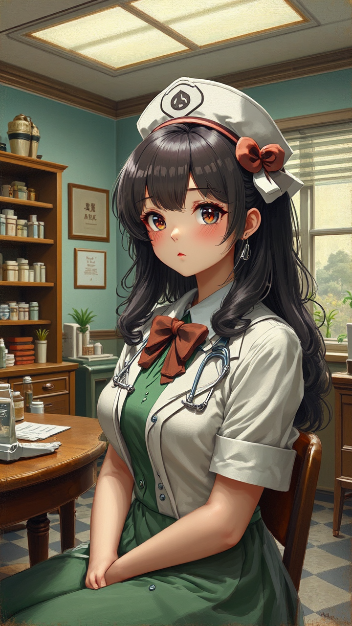 Anime girl in doctor's