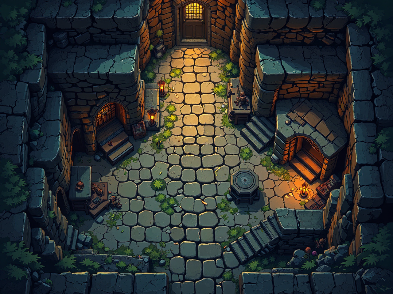 Isometric top-down dungeon perspective.