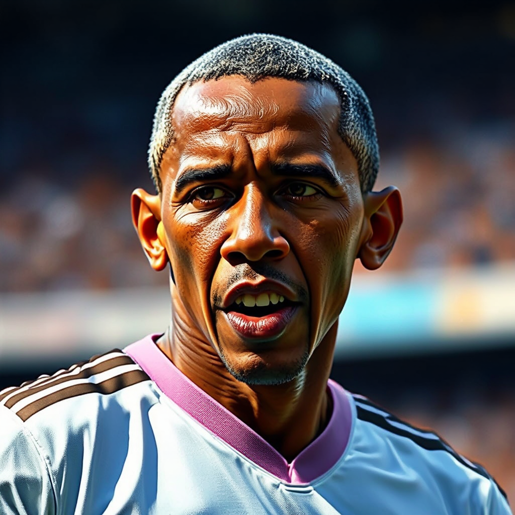 Barack Obama playing soccer.