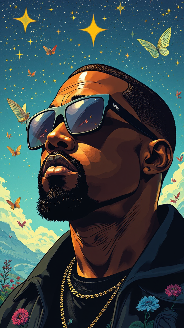 Kanye West with stars