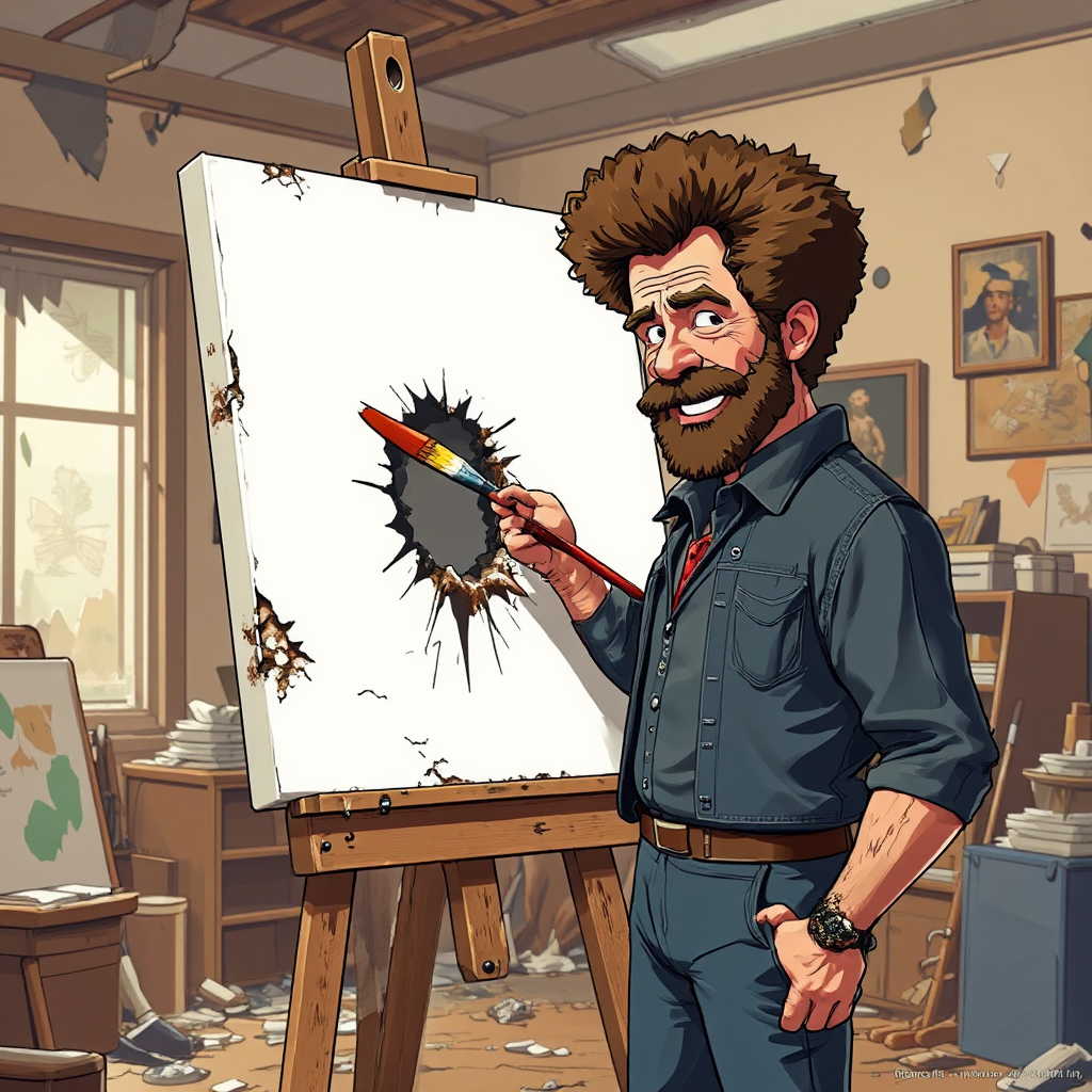Bob Ross painting in