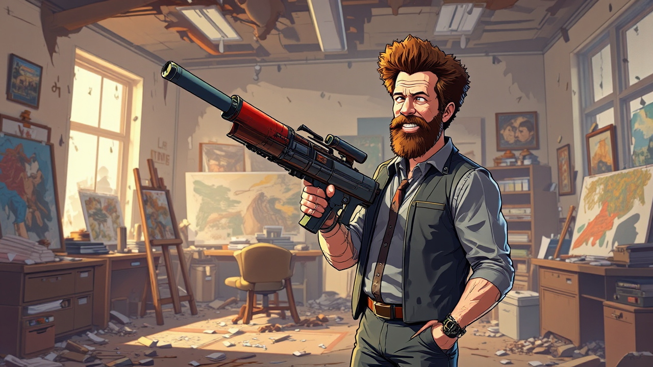 Bob Ross with rocket
