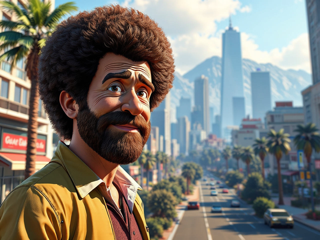 Bob Ross painting in