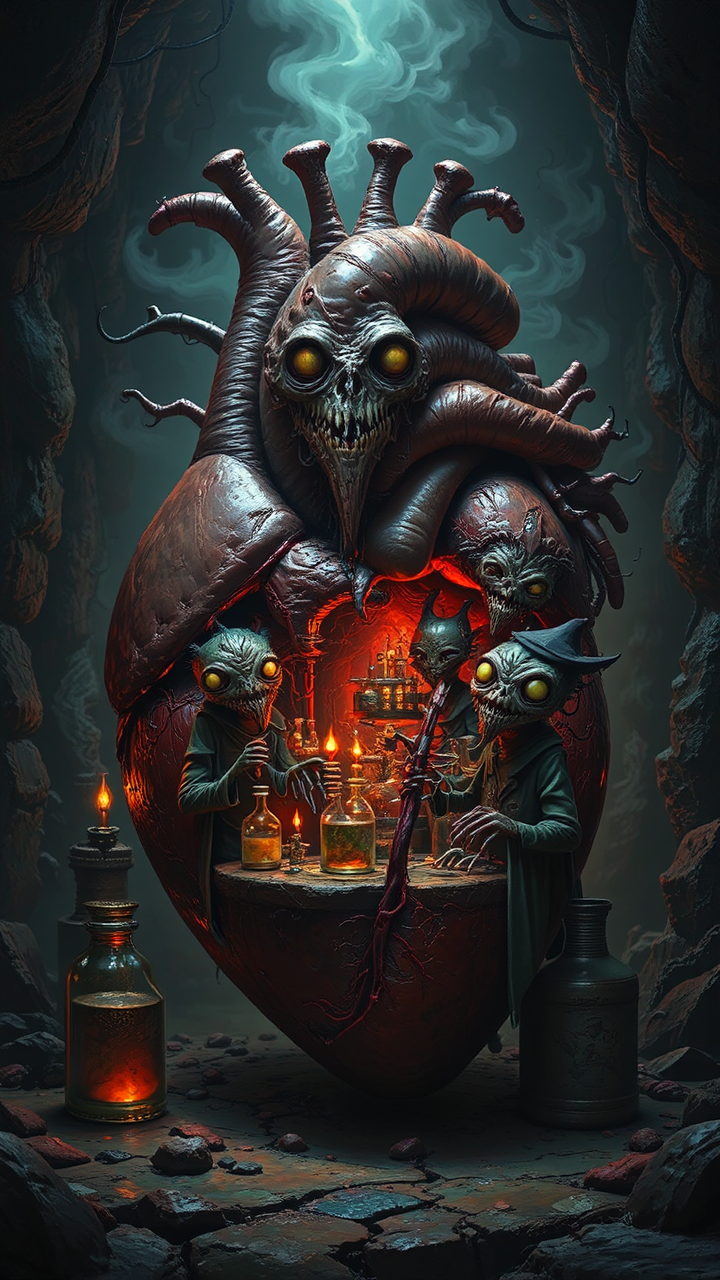 Grotesque creatures in a