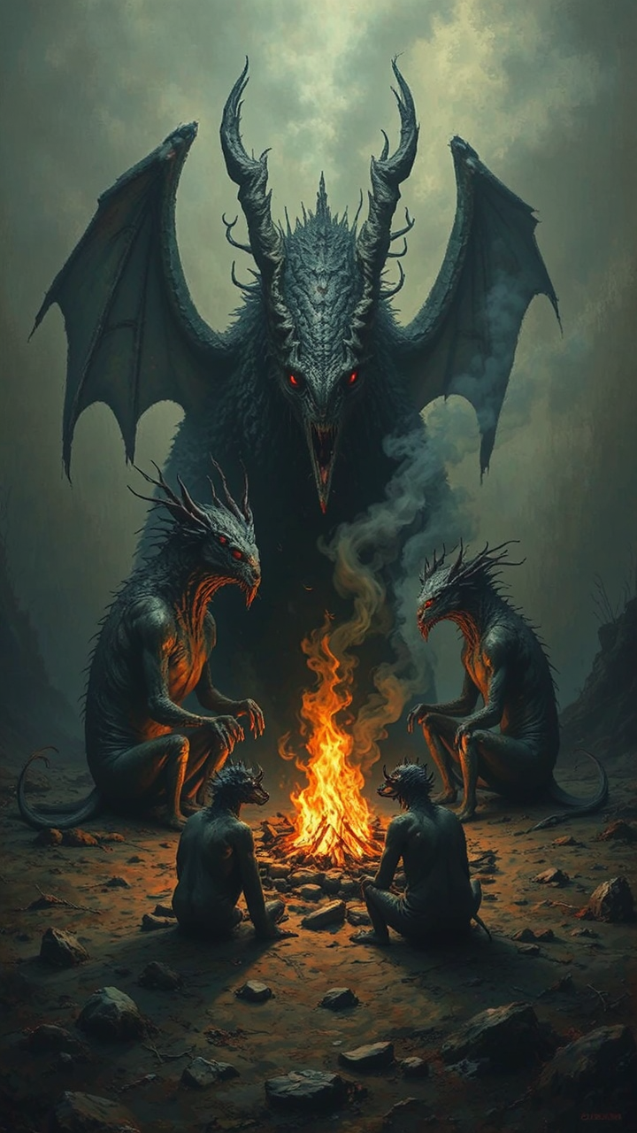 Sitting creatures around a