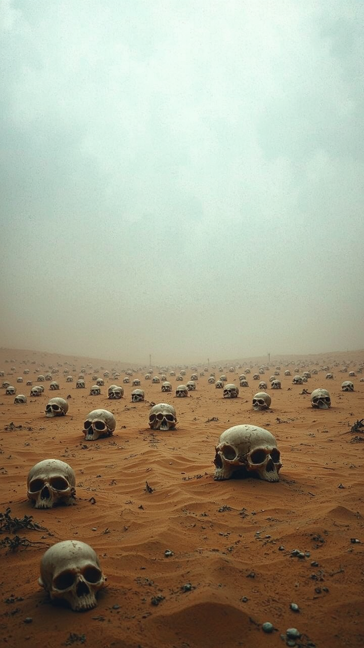 Dry desert with human