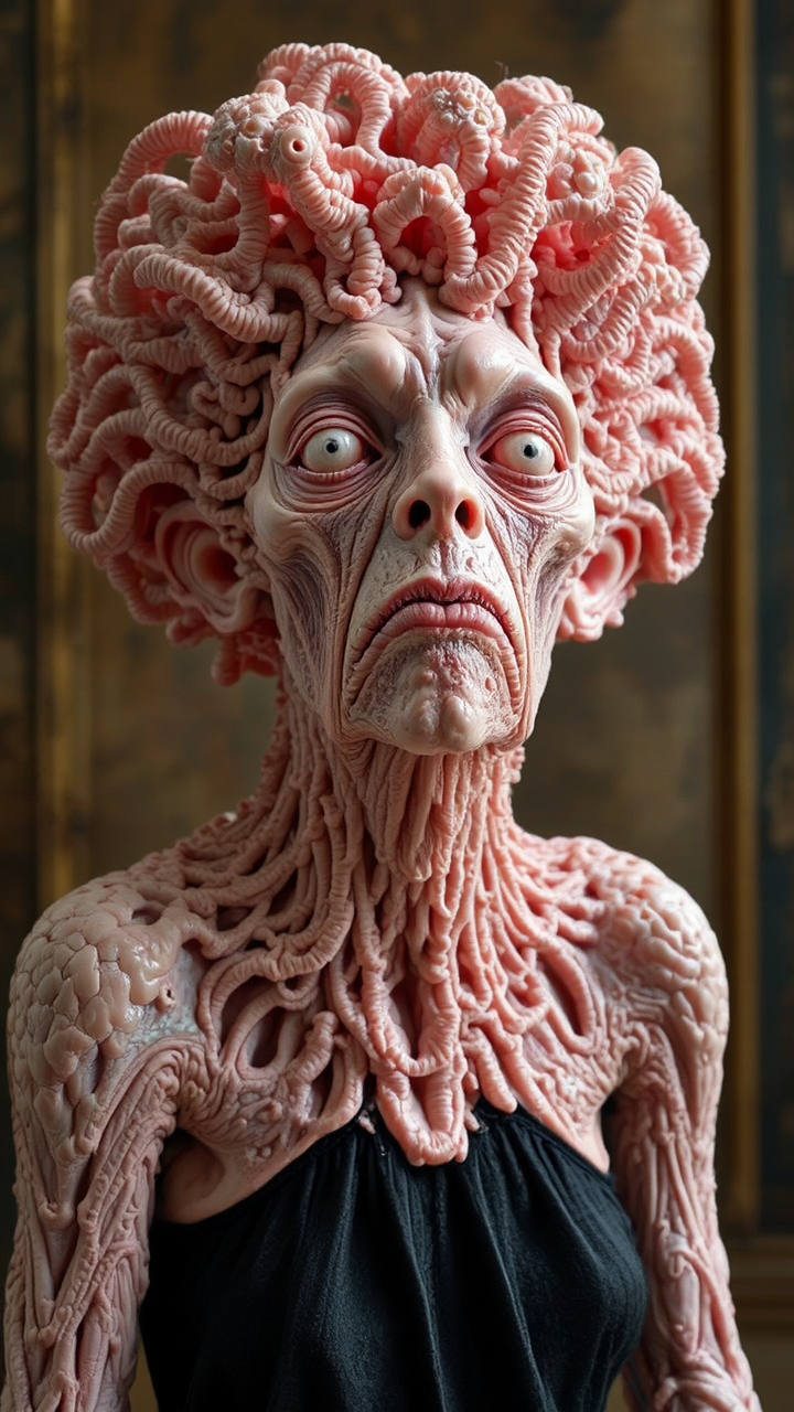 Chryselephantine butoh-inspired sculptures.